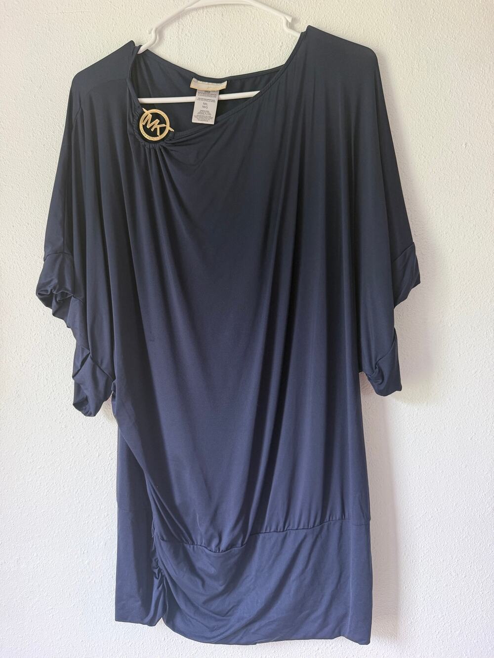 Michael Kors Women's M Lightweight Short Sleeve Navy Blue Long Tunic Top